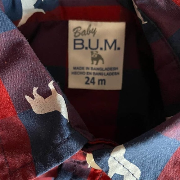 ❤️ B.U.M Plaid wolf Print Shirt Size 24 Months - Picture 4 of 5